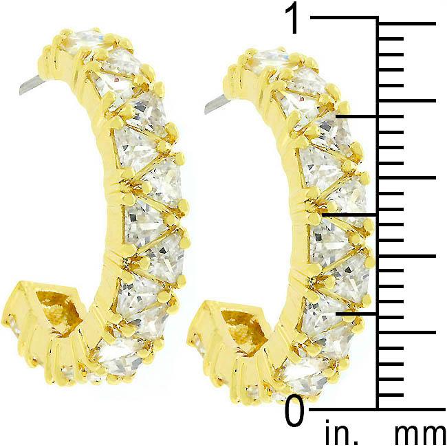 Trillion Cut Cubic Zirconia Hoop Earrings Goldtone Finish - Charming Charlie