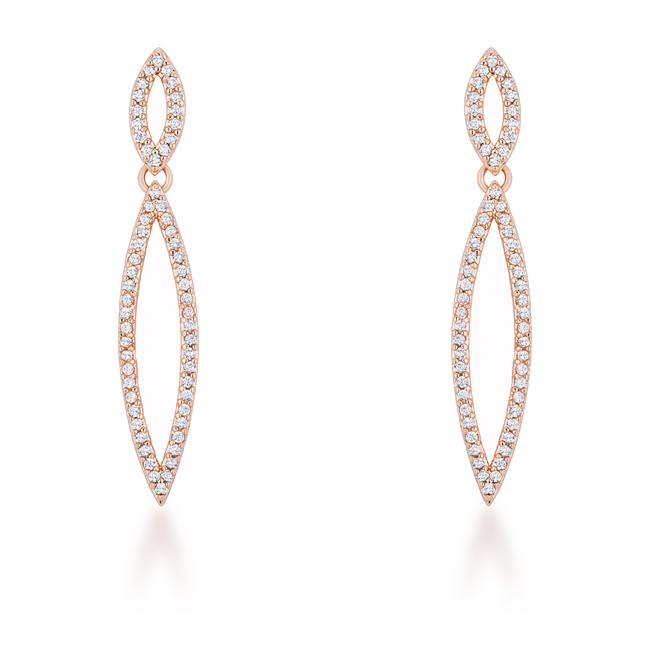 Sara 1.2ct CZ Rose Gold Delicate Double Teardrop Drop Earrings - Charming Charlie