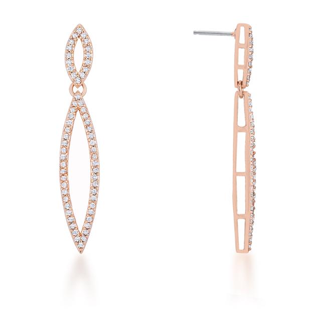 Sara 1.2ct CZ Rose Gold Delicate Double Teardrop Drop Earrings - Charming Charlie