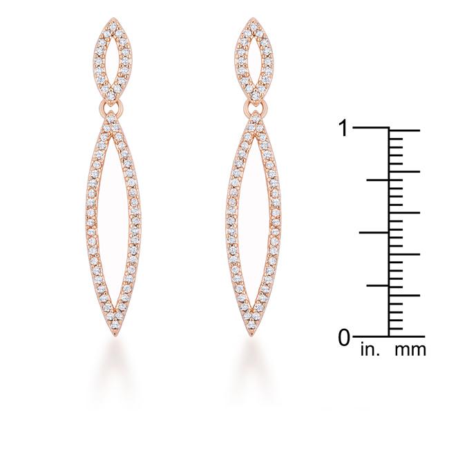 Sara 1.2ct CZ Rose Gold Delicate Double Teardrop Drop Earrings - Charming Charlie