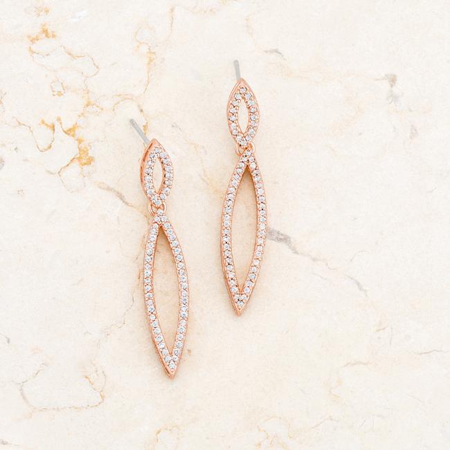 Sara 1.2ct CZ Rose Gold Delicate Double Teardrop Drop Earrings - Charming Charlie