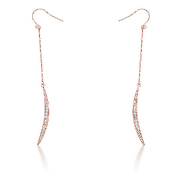 Luna 0.5ct CZ Rose Gold Delicate Moon Drop Earrings - Charming Charlie