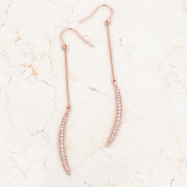 Luna 0.5ct CZ Rose Gold Delicate Moon Drop Earrings - Charming Charlie