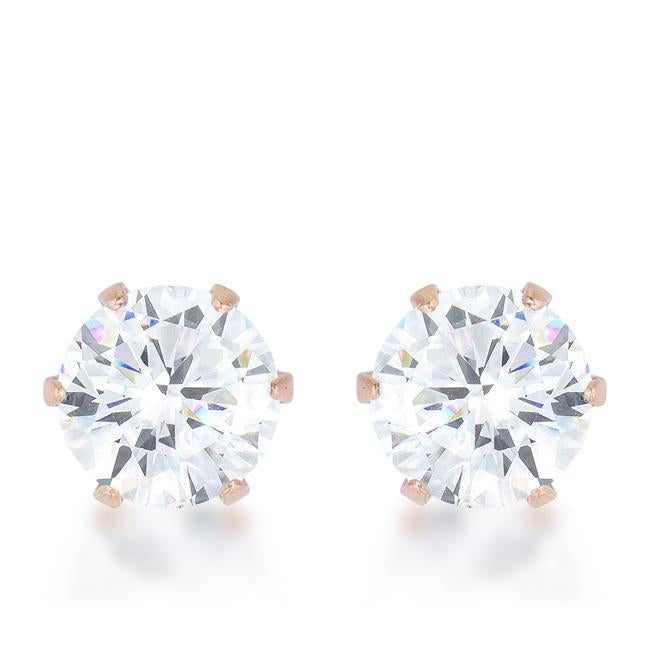 Reign 3.4ct CZ Rose Gold Stainless Steel Stud Earrings - Charming Charlie