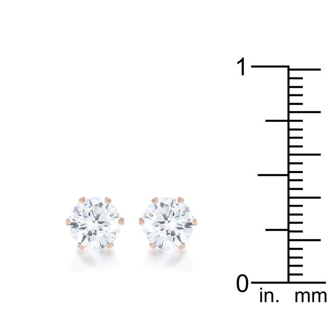Reign 3.4ct CZ Rose Gold Stainless Steel Stud Earrings - Charming Charlie