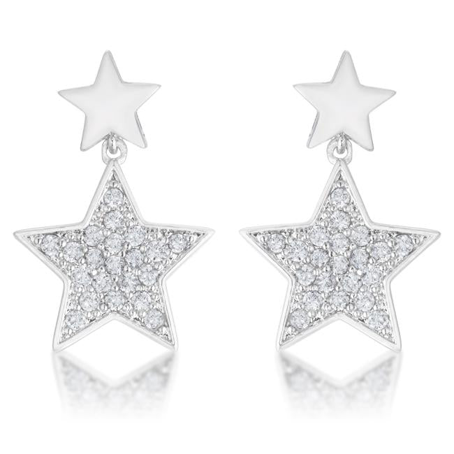 Bianca 0.5ct CZ Rhodium Star Drop Earrings - Charming Charlie