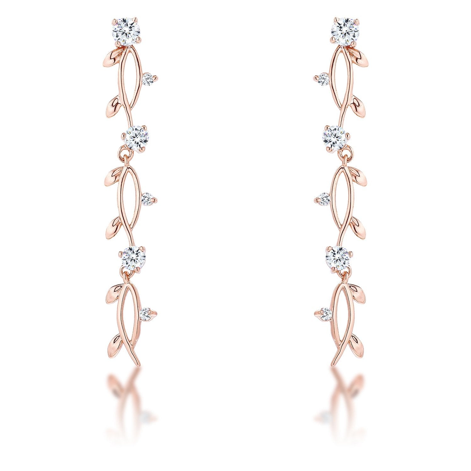 1.1Ct Vine Design Rose Gold Plated Earrings - Charming Charlie
