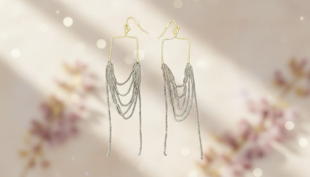 Dual-Tone Waterfall Chain Earrings - Charming Charlie
