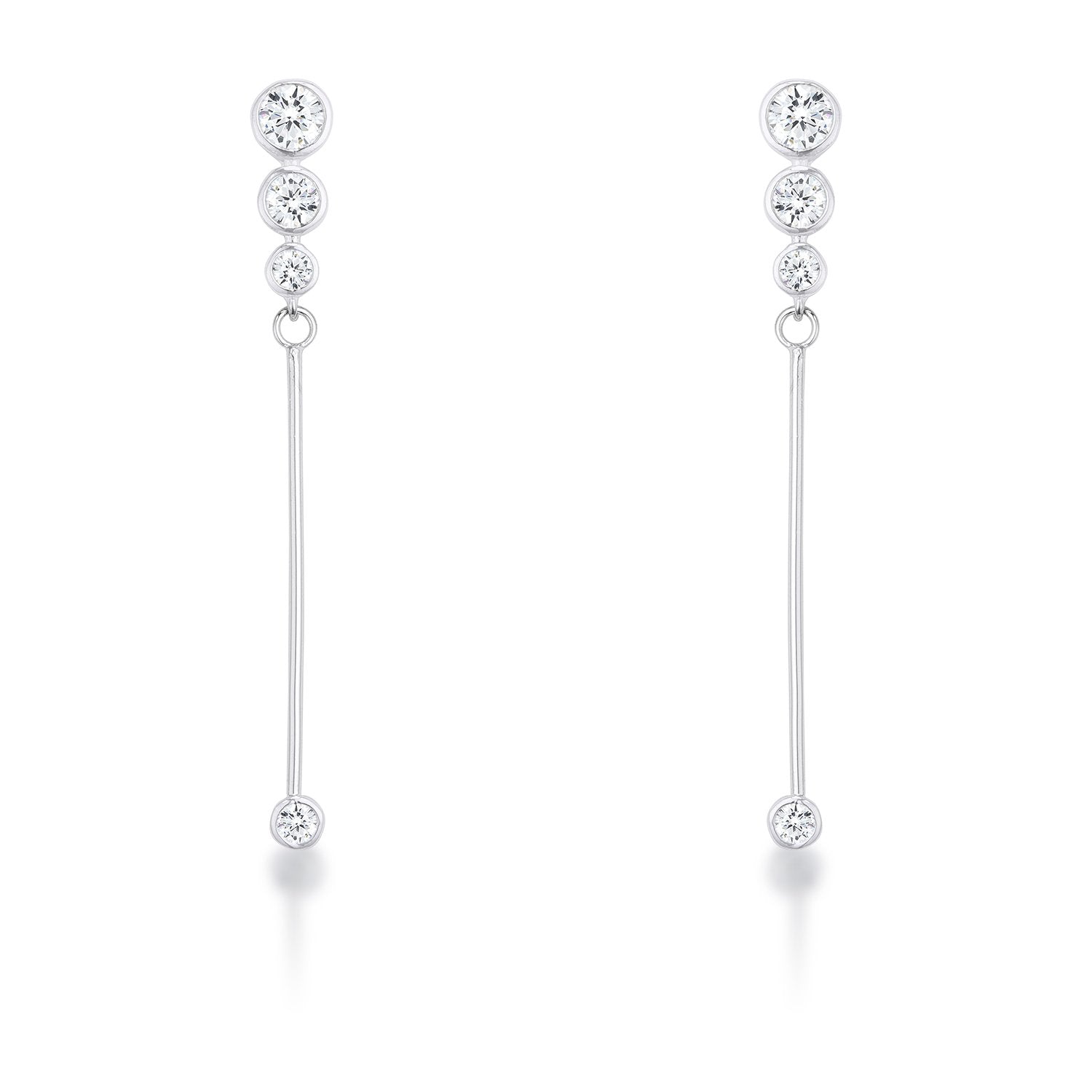 1.2Ct Graduated Rhodium Plated Drop Cubic Zirconia Earrings. - Charming Charlie