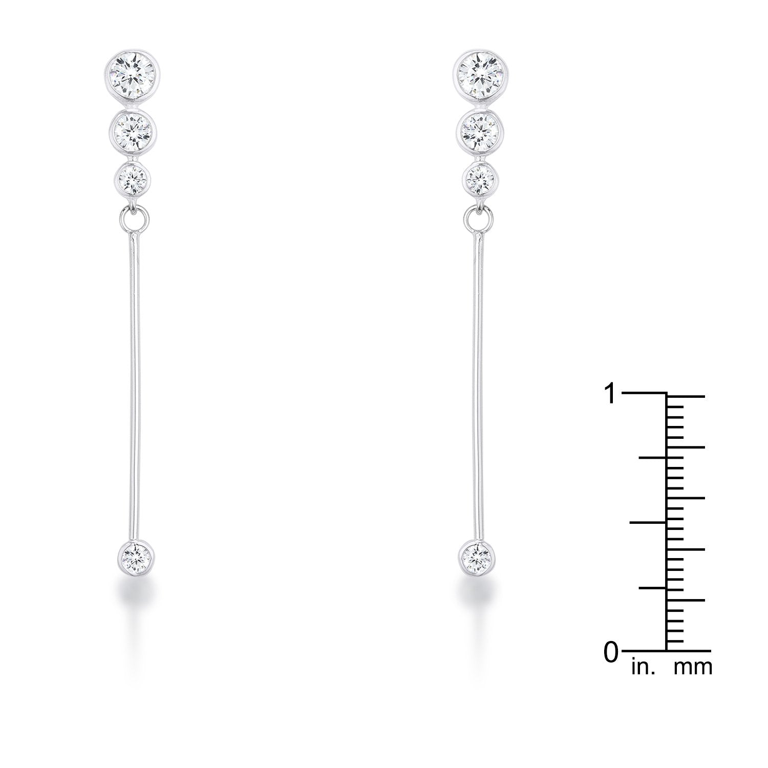 1.2Ct Graduated Rhodium Plated Drop Cubic Zirconia Earrings. - Charming Charlie