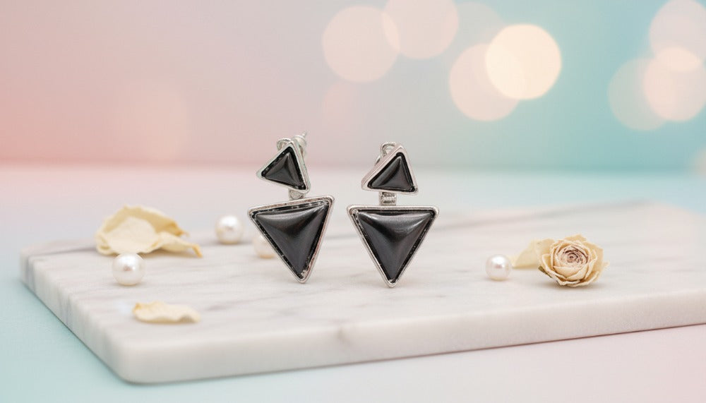 Black Prism Drop Earrings - Charming Charlie