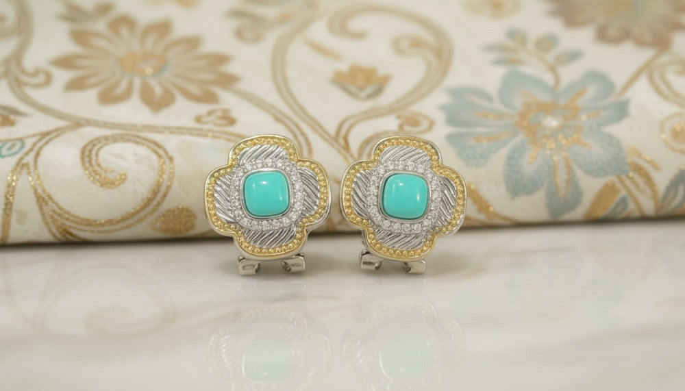 Turquoise Royale Clover Earrings - Charming Charlie