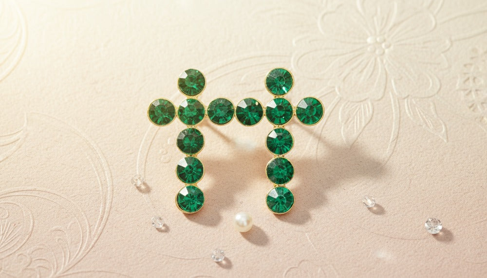 Emerald Cross Earrings - Charming Charlie