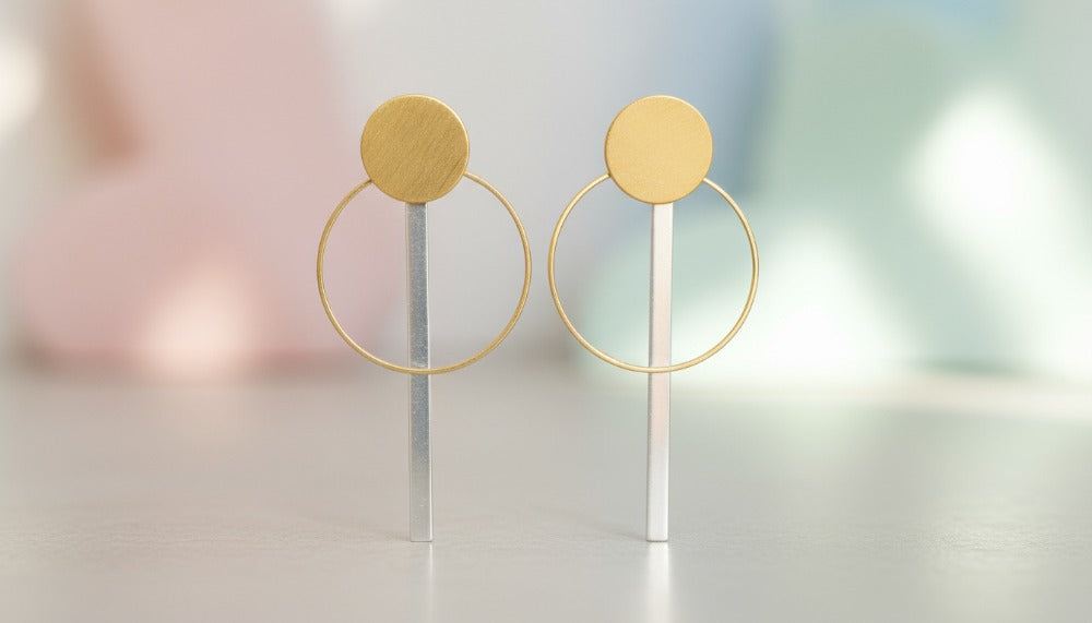 Dual-Tone Circle Drop Earrings - Charming Charlie