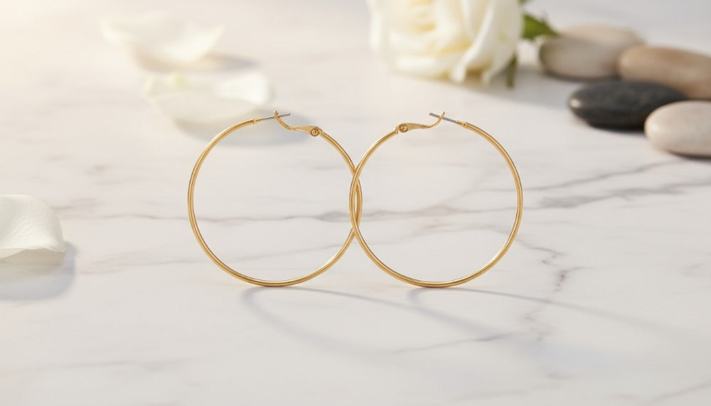 Gold Thin Dangle Hoop Earrings - Charming Charlie