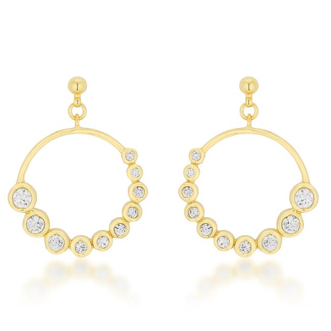 Golden Graduated Cubic Zirconia Circle Earrings - Charming Charlie