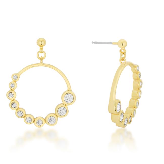 Golden Graduated Cubic Zirconia Circle Earrings - Charming Charlie