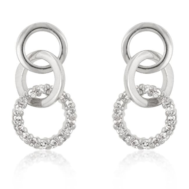 Rhodium Plated Finish Triplet Hooplet Earrings - Charming Charlie
