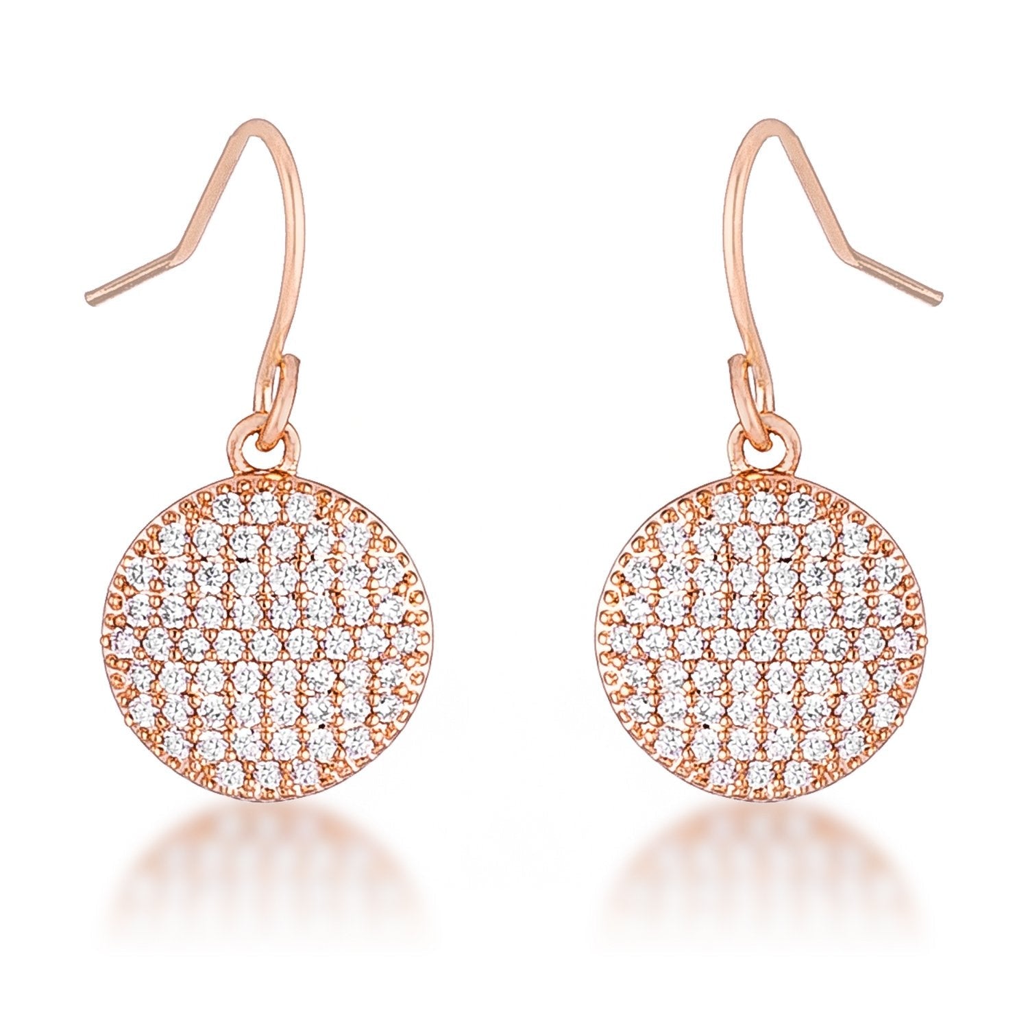 .6 Ct Elegant CZ Rose Gold Plated Disk Earrings - Charming Charlie