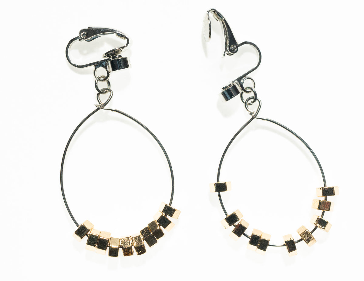 Multi Metal Tear Drop Clip On Earring - Charming Charlie