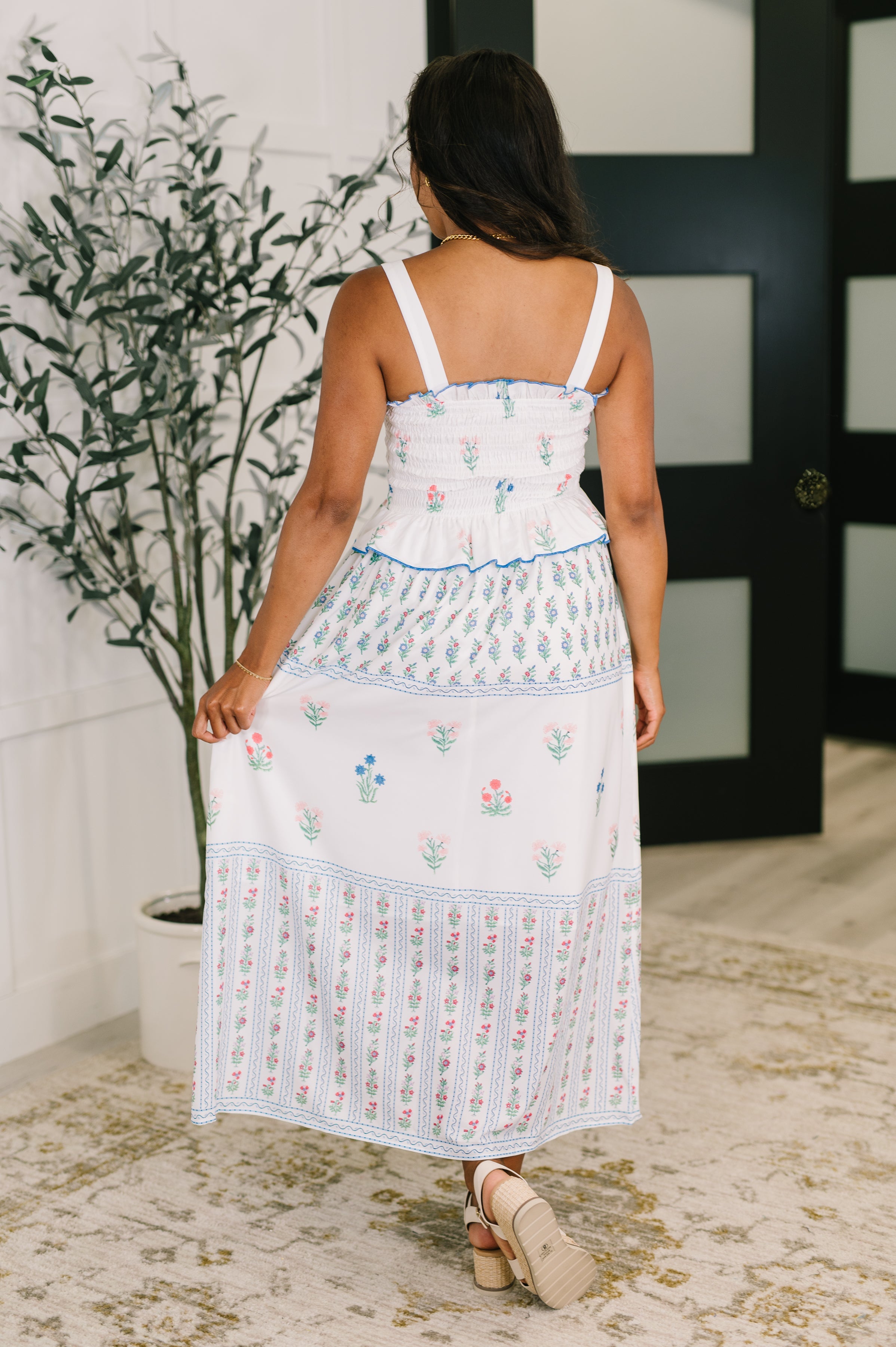 Eager Anticipation Mixed Print Midi Dress - Charming Charlie