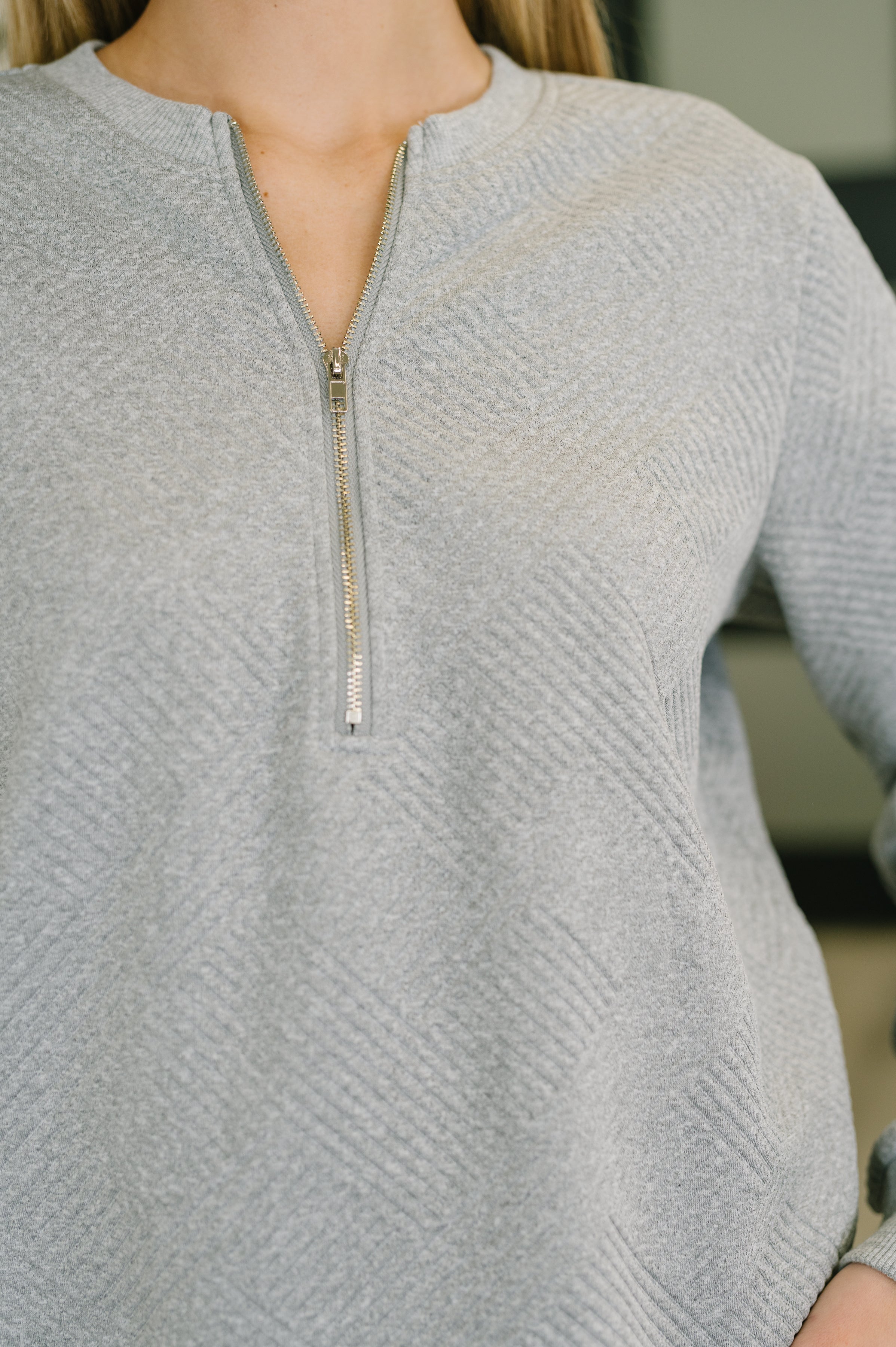 Early Day Quilted Half Zip Pullover - Charming Charlie