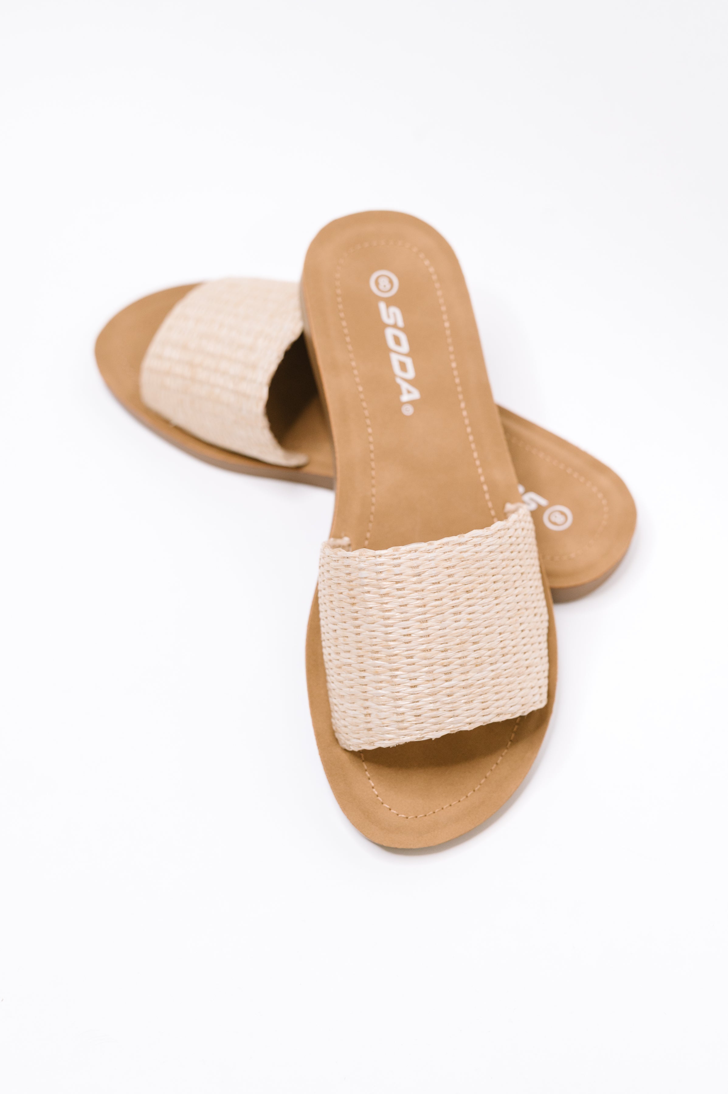 Efron Raffia Woven Slip On Sandal in Bone - Charming Charlie