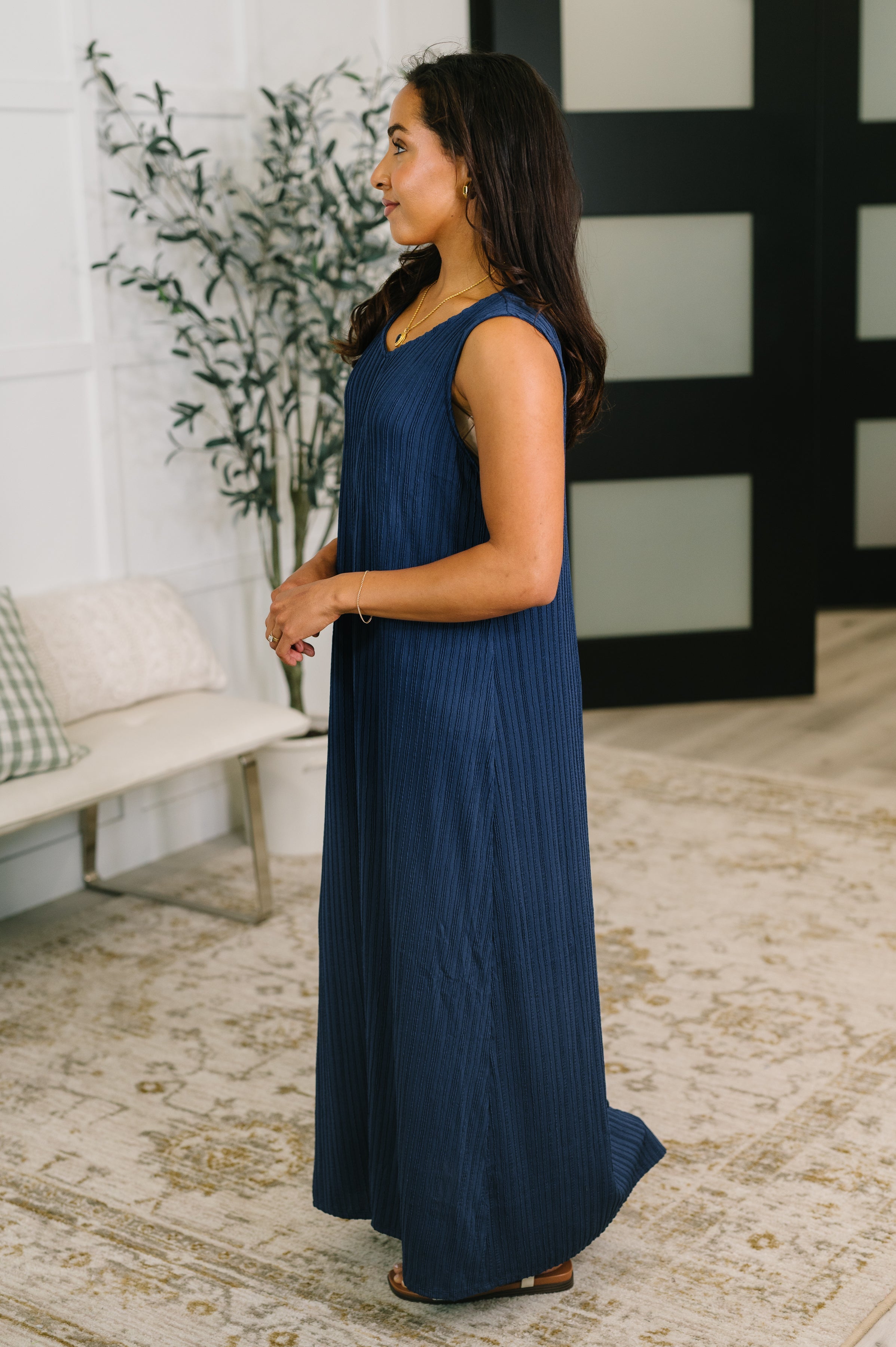 Everything She Wants Sleeveless Maxi Dress in Navy - Charming Charlie
