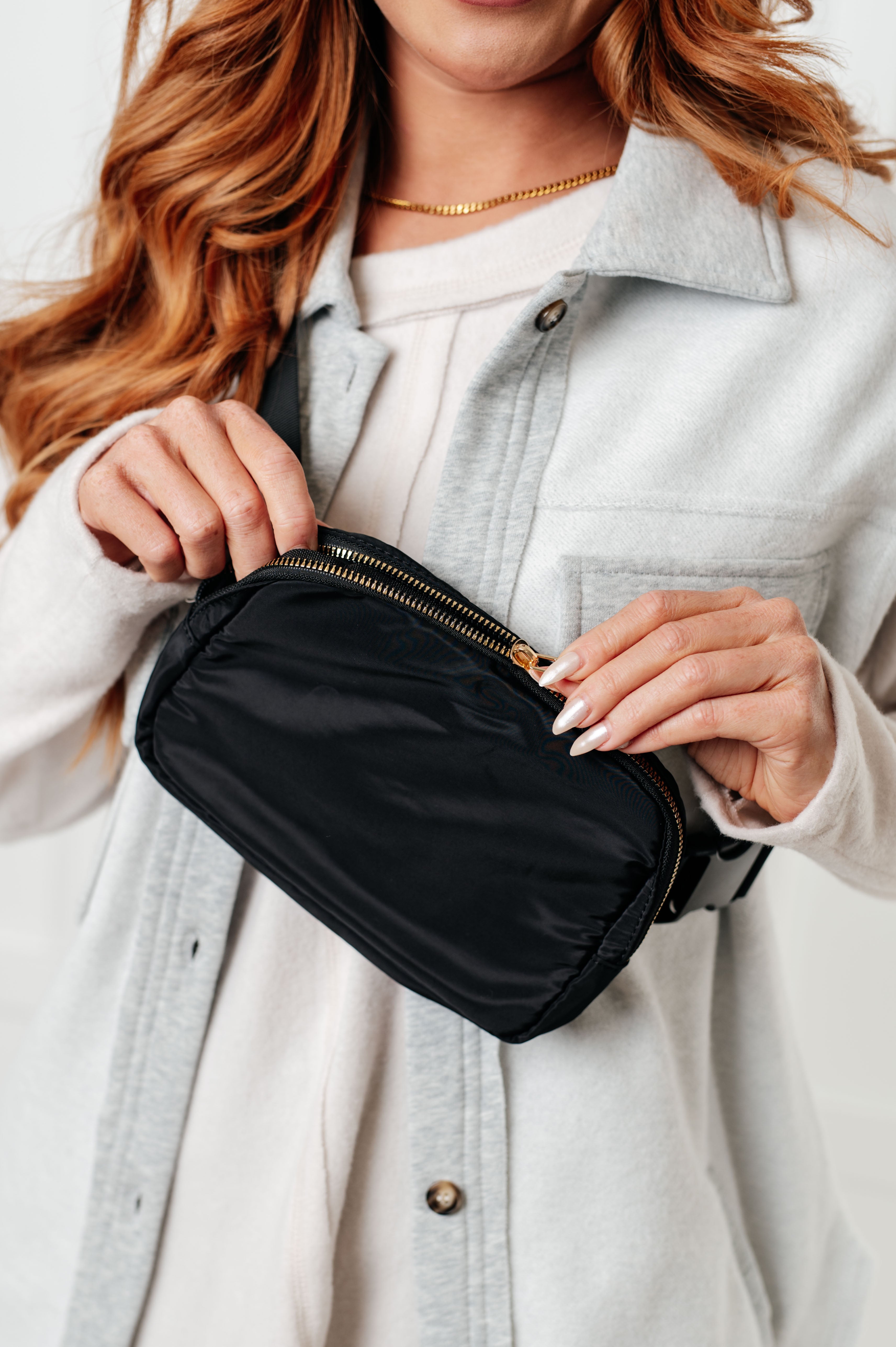 Everywhere I Go Crossbody Belt Bag in Black - Charming Charlie