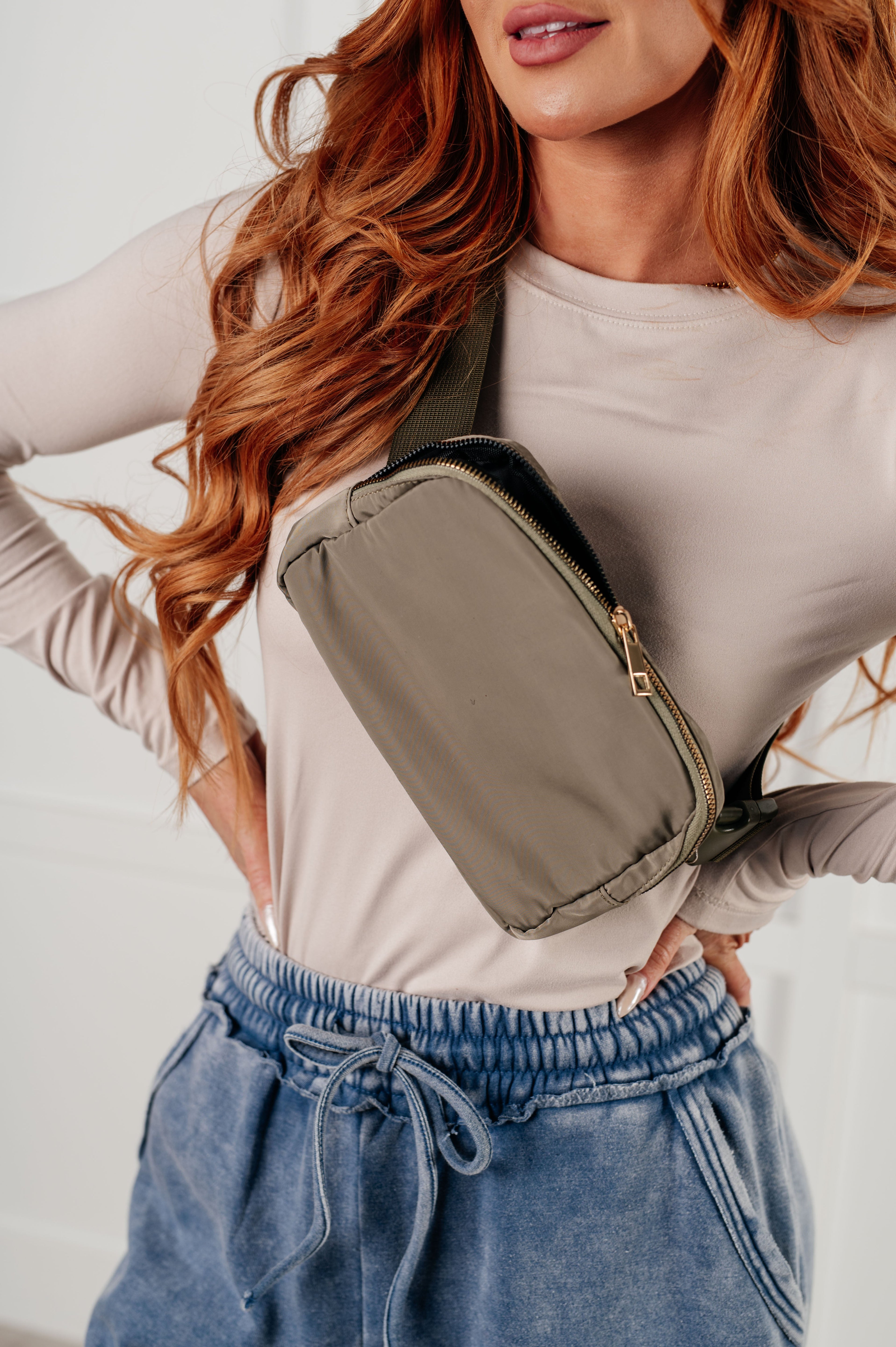 Everywhere I Go Crossbody Belt Bag in Olive - Charming Charlie