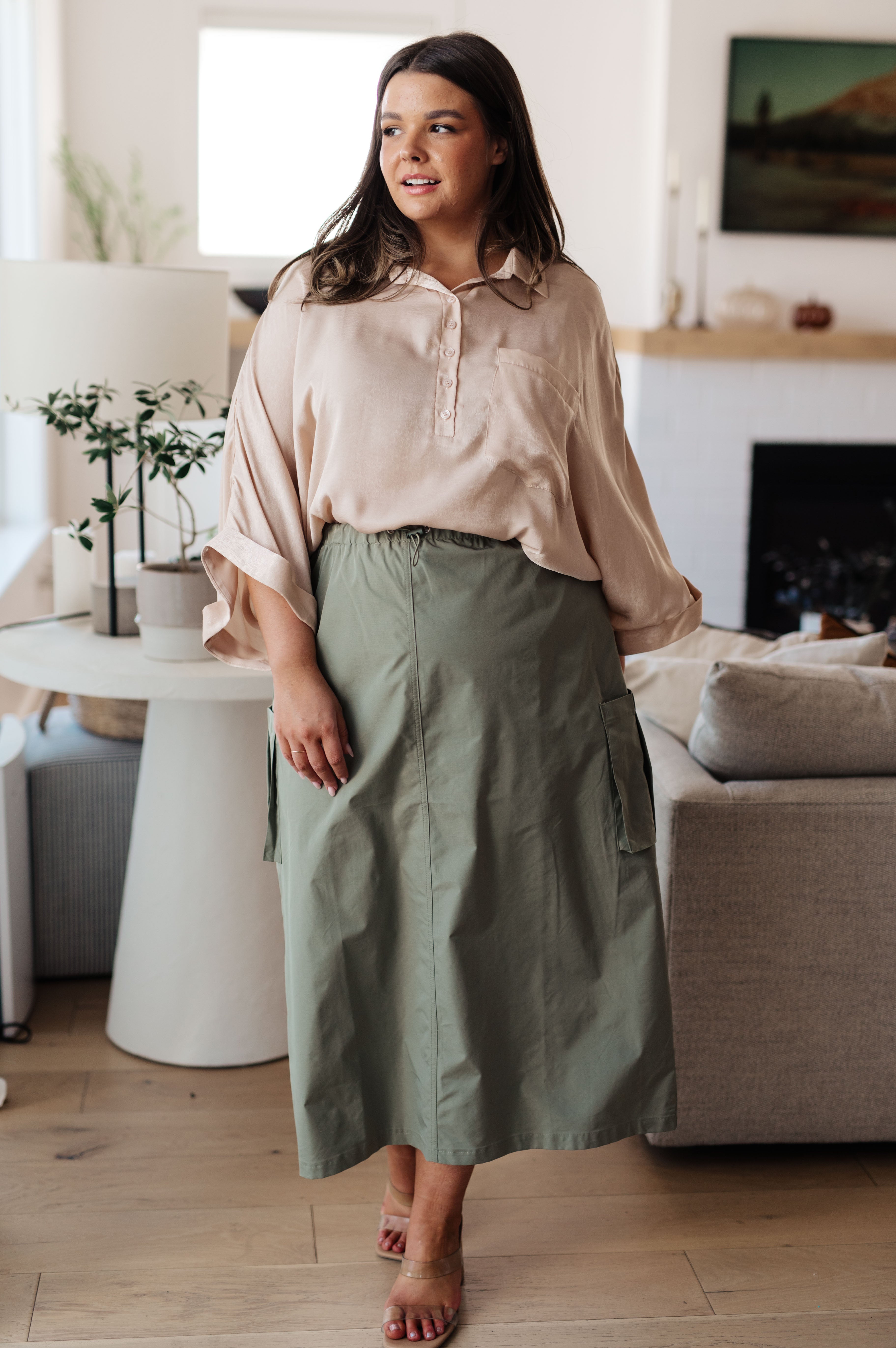 In Your Thoughts Oversized Dolman Sleeve Top in Champagne - Charming Charlie