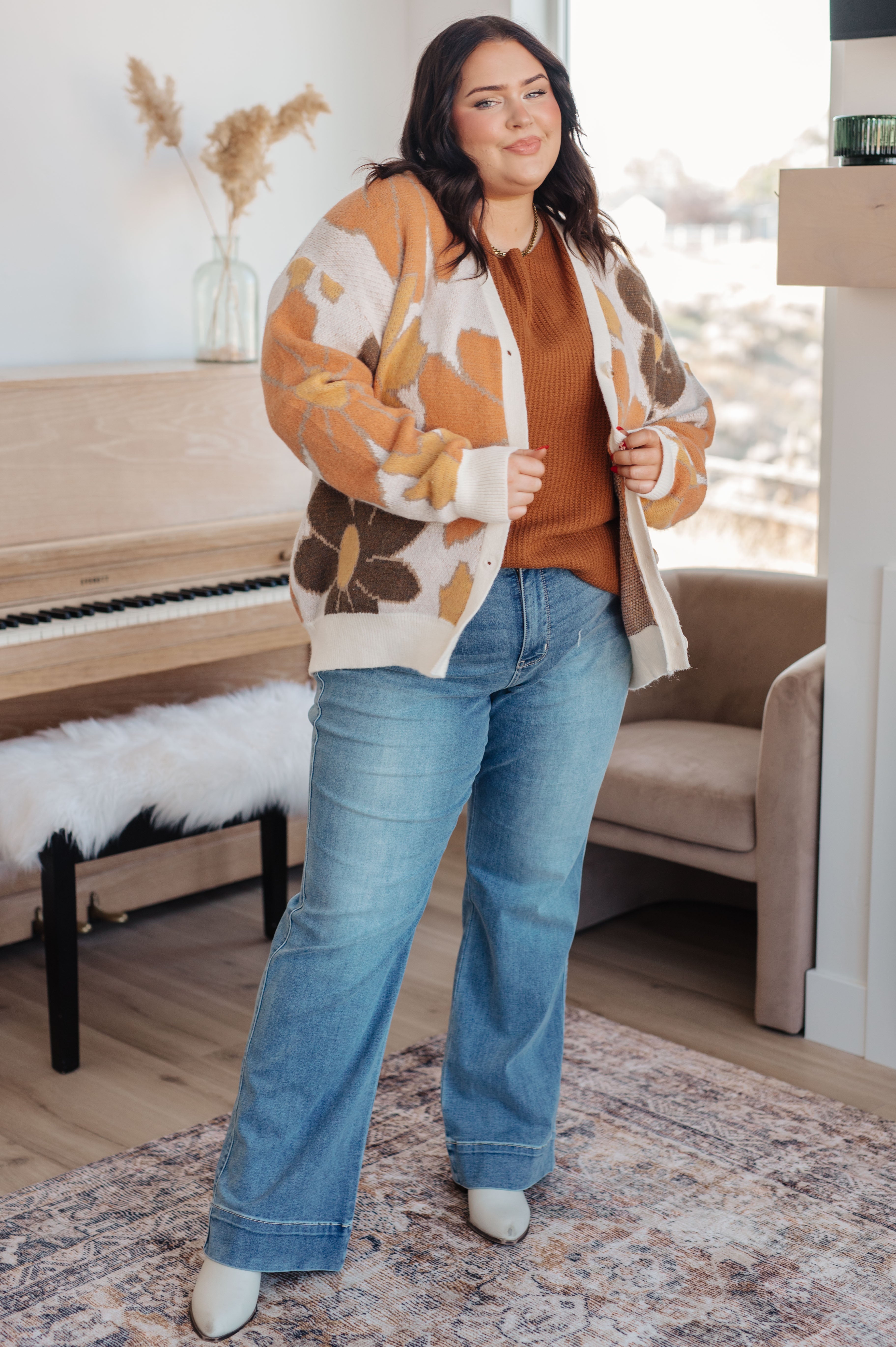 Lotta Love Knitted Sweater Top in Rust - Charming Charlie