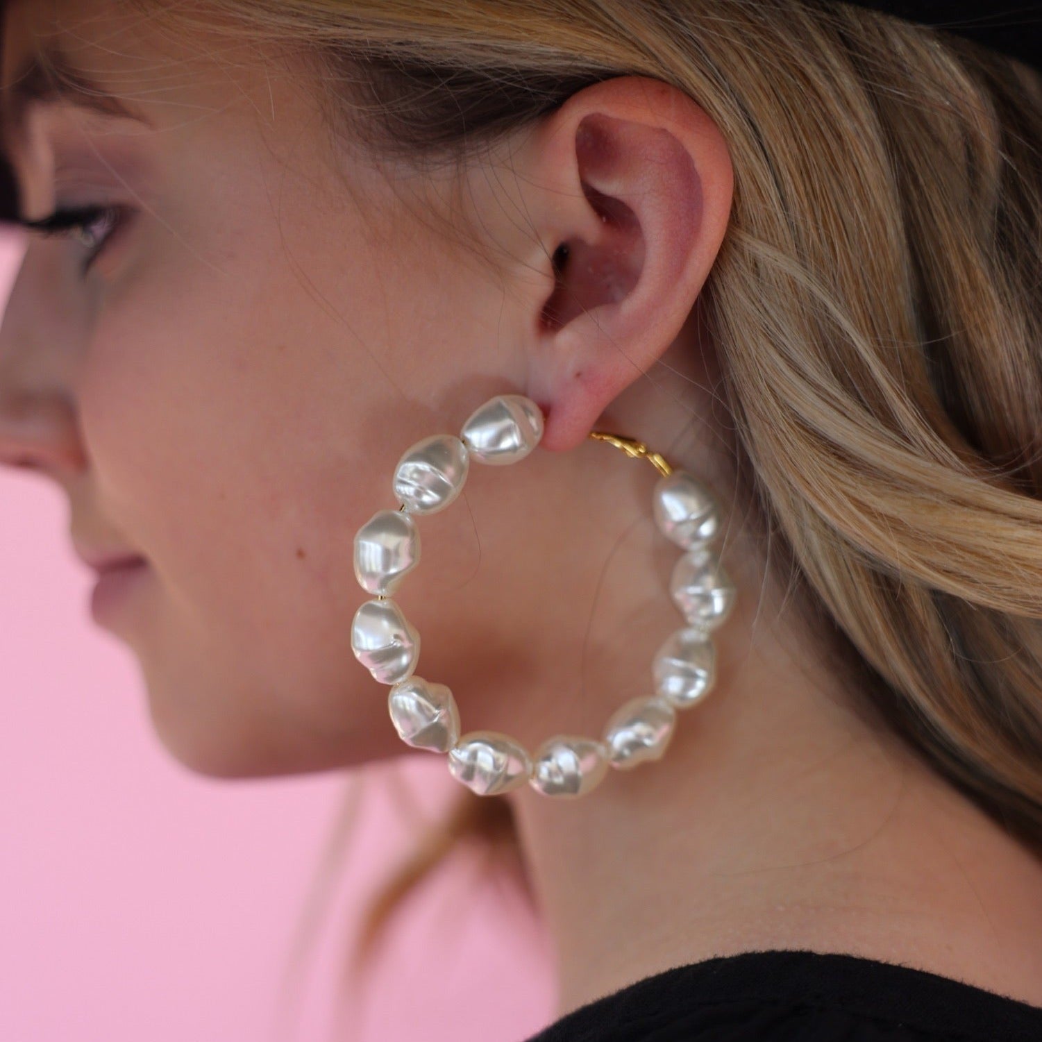 Macy Pearl Hoop - Charming Charlie
