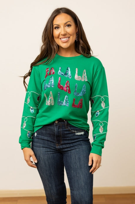 Fa La La Sequins Green Sweater - Charming Charlie