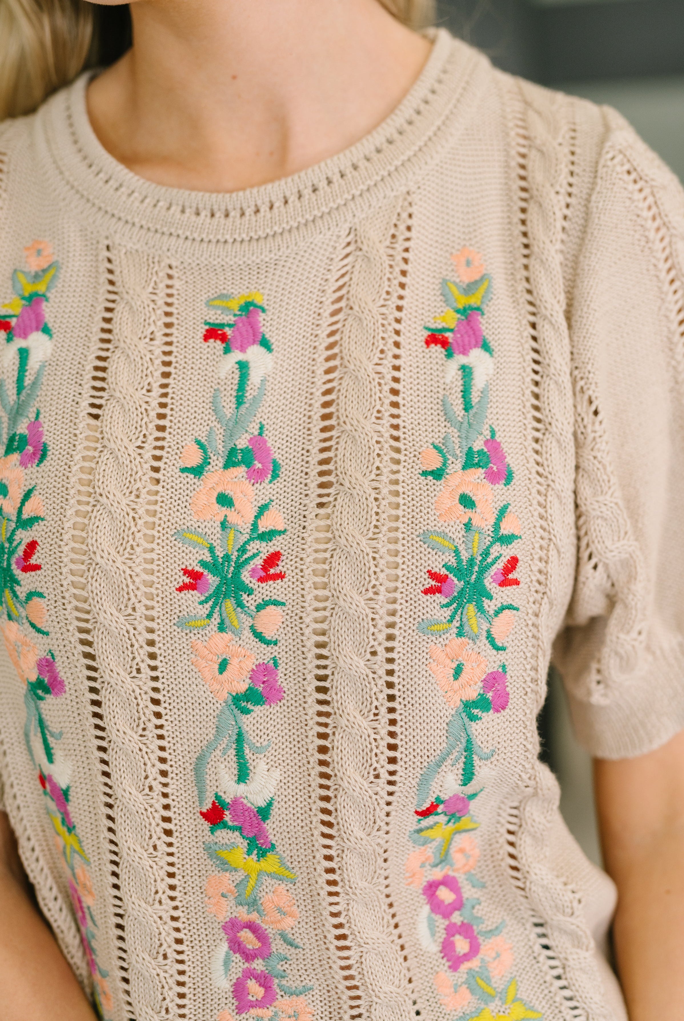 Feel so Fine Embroidered Knit Top - Charming Charlie