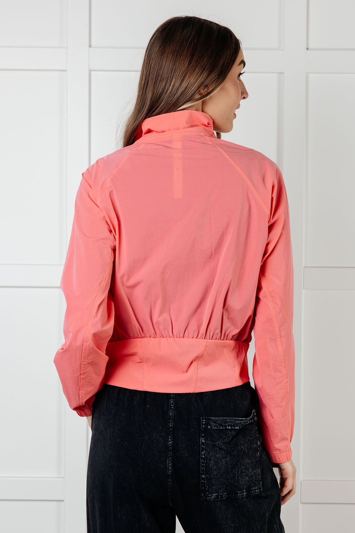Fit Happens Nylon Tennis Jacket in Coral Rose - Charming Charlie