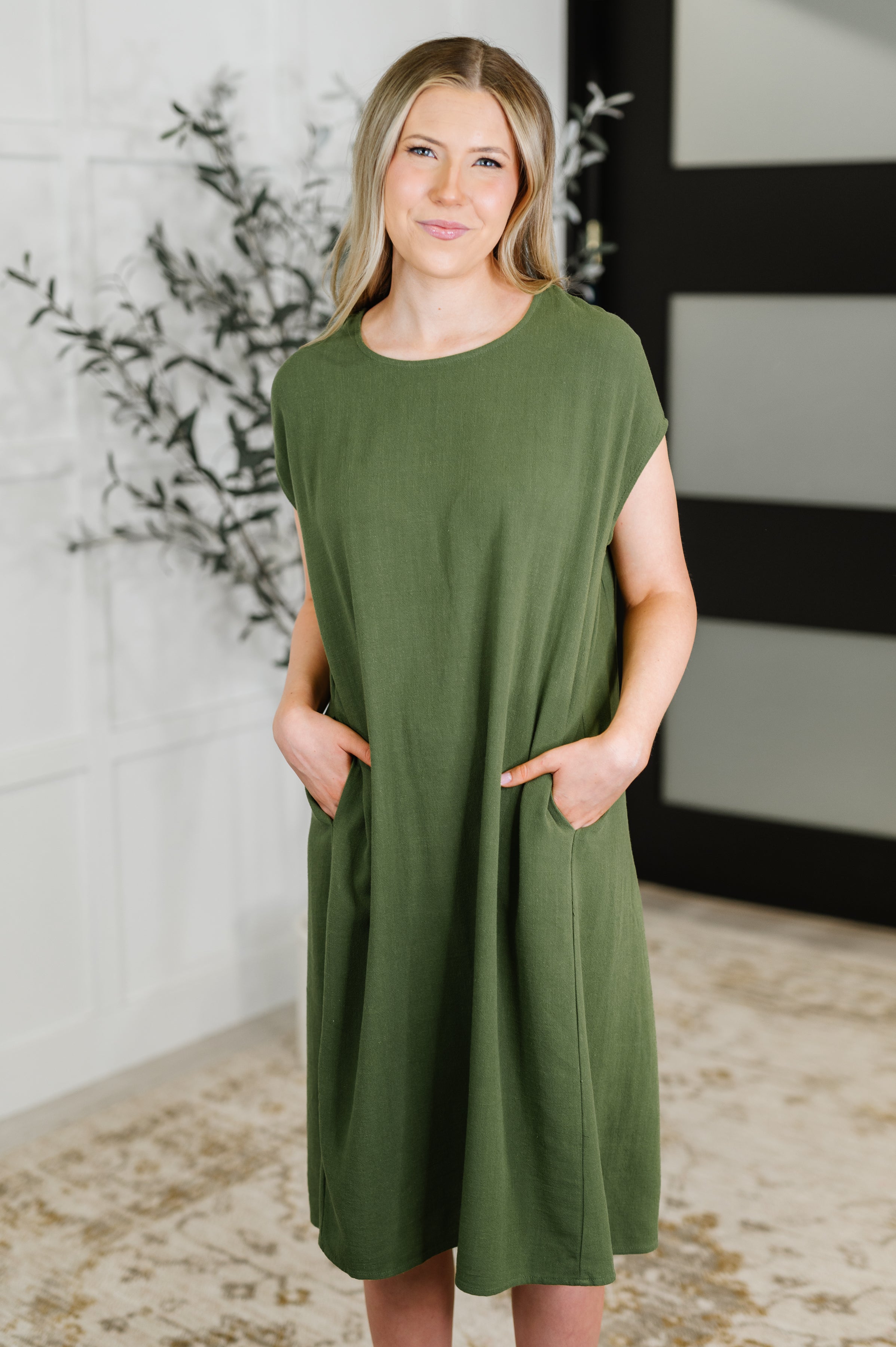 Flatter Me Later Relaxed Dress in Moss - Charming Charlie