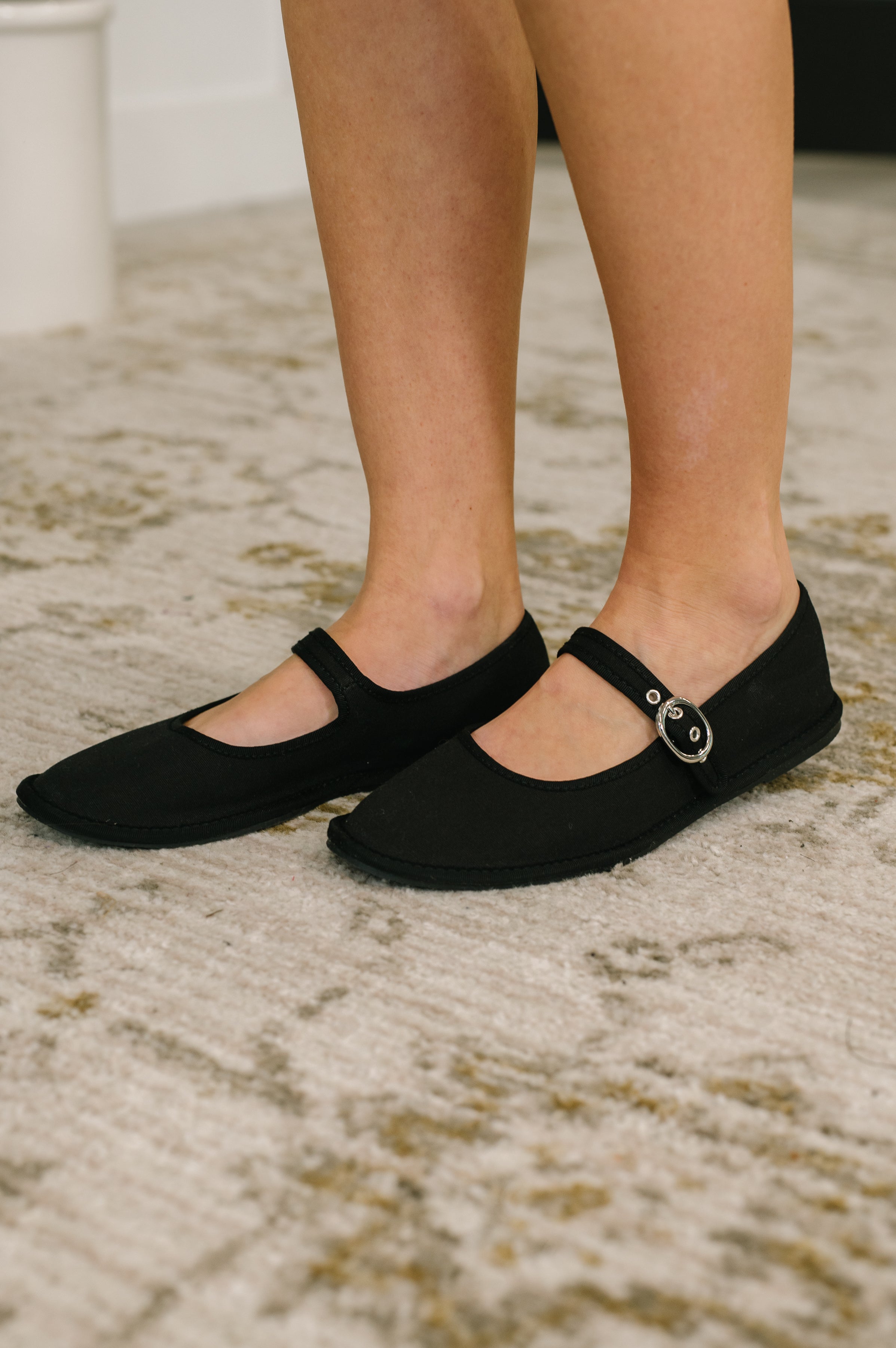 Fleta Buckle Flats in Black - Charming Charlie