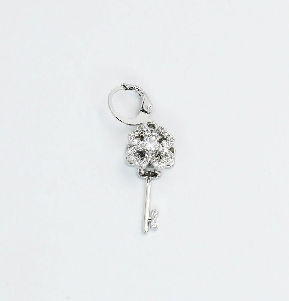 Flower Key Charm Silver CH-43 - Charming Charlie