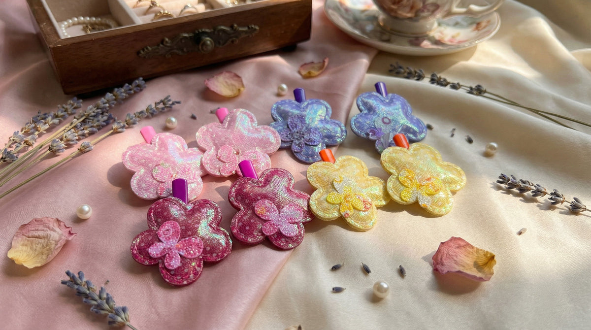 Four Color Flower Hairclip. Set of 12 Packs - Charming Charlie