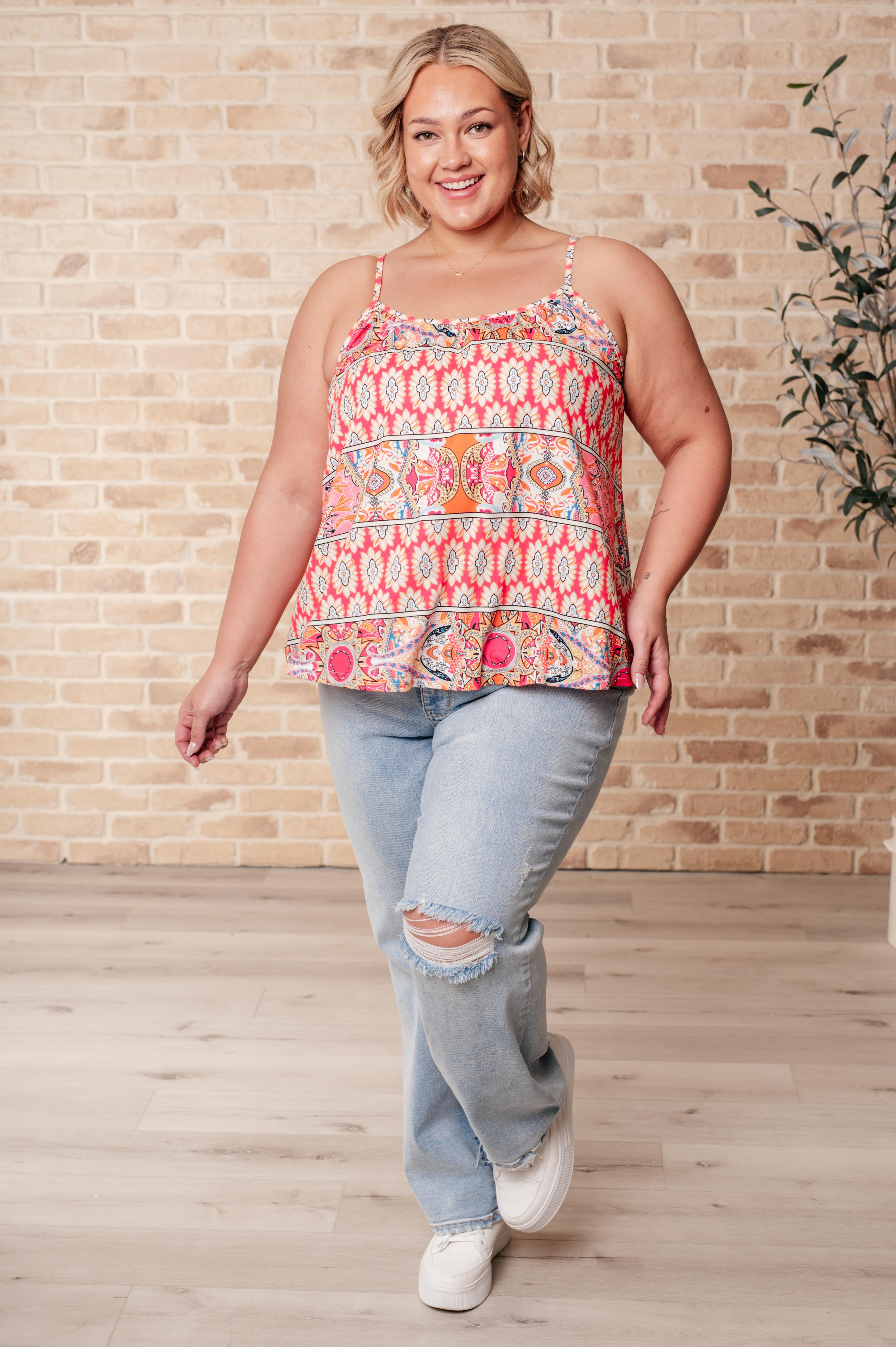 Free Spirited Mixed Print Tank - Charming Charlie