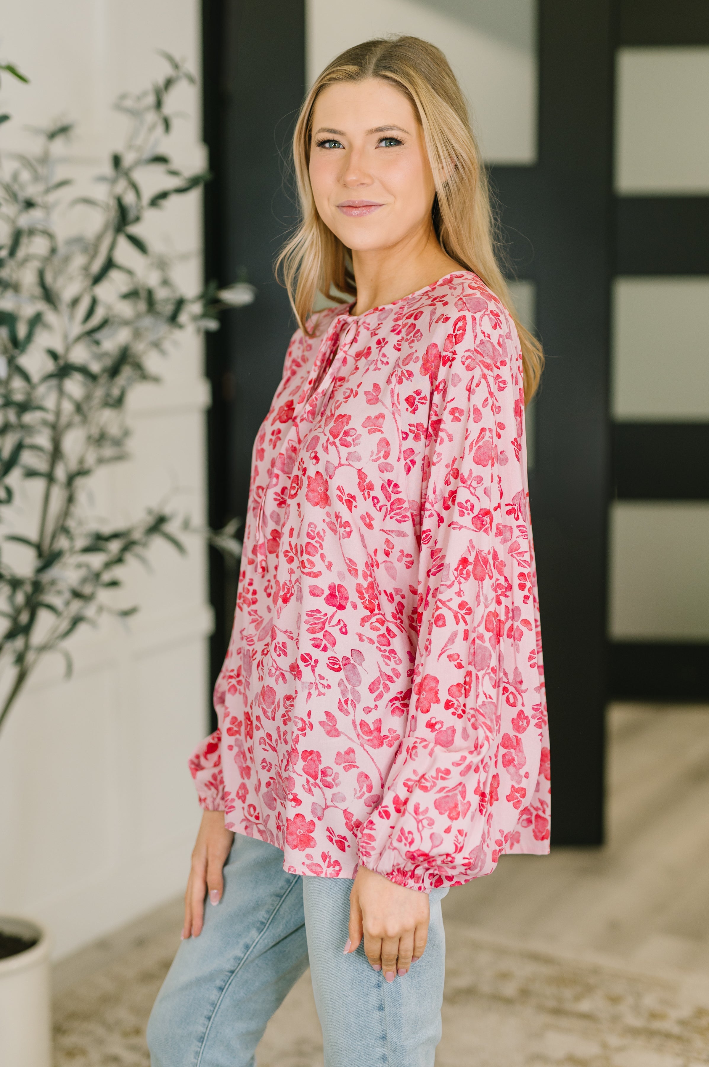 Garden Kiss V-Neck Puff Sleeve Blouse - Charming Charlie