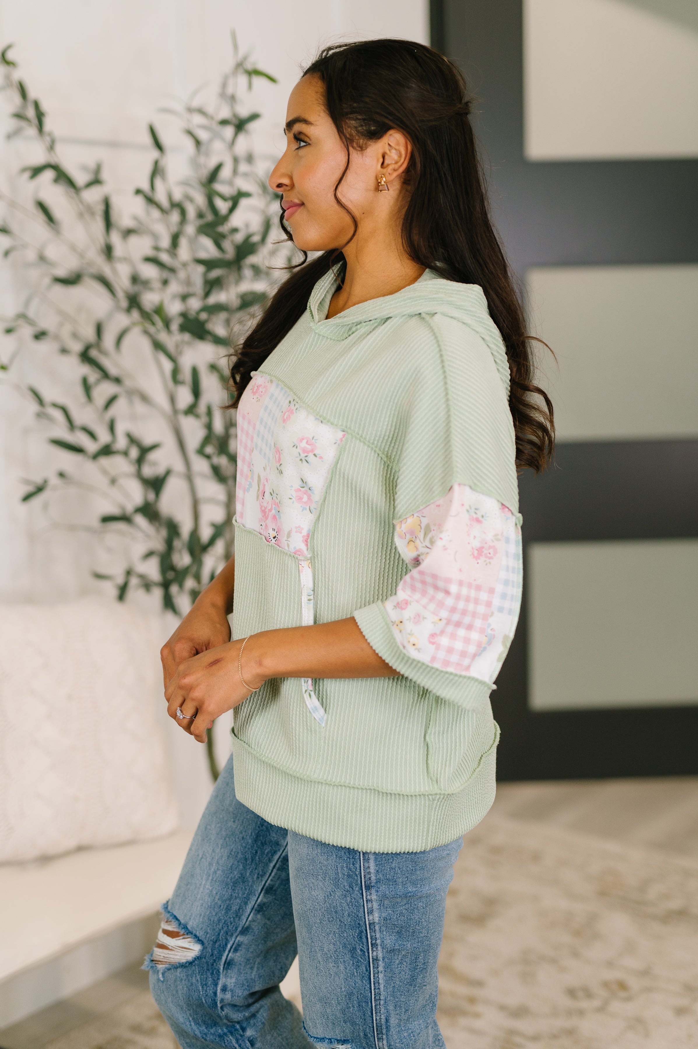 Get My Fixin' Cable Ribbed Knit Hooded Top - Charming Charlie