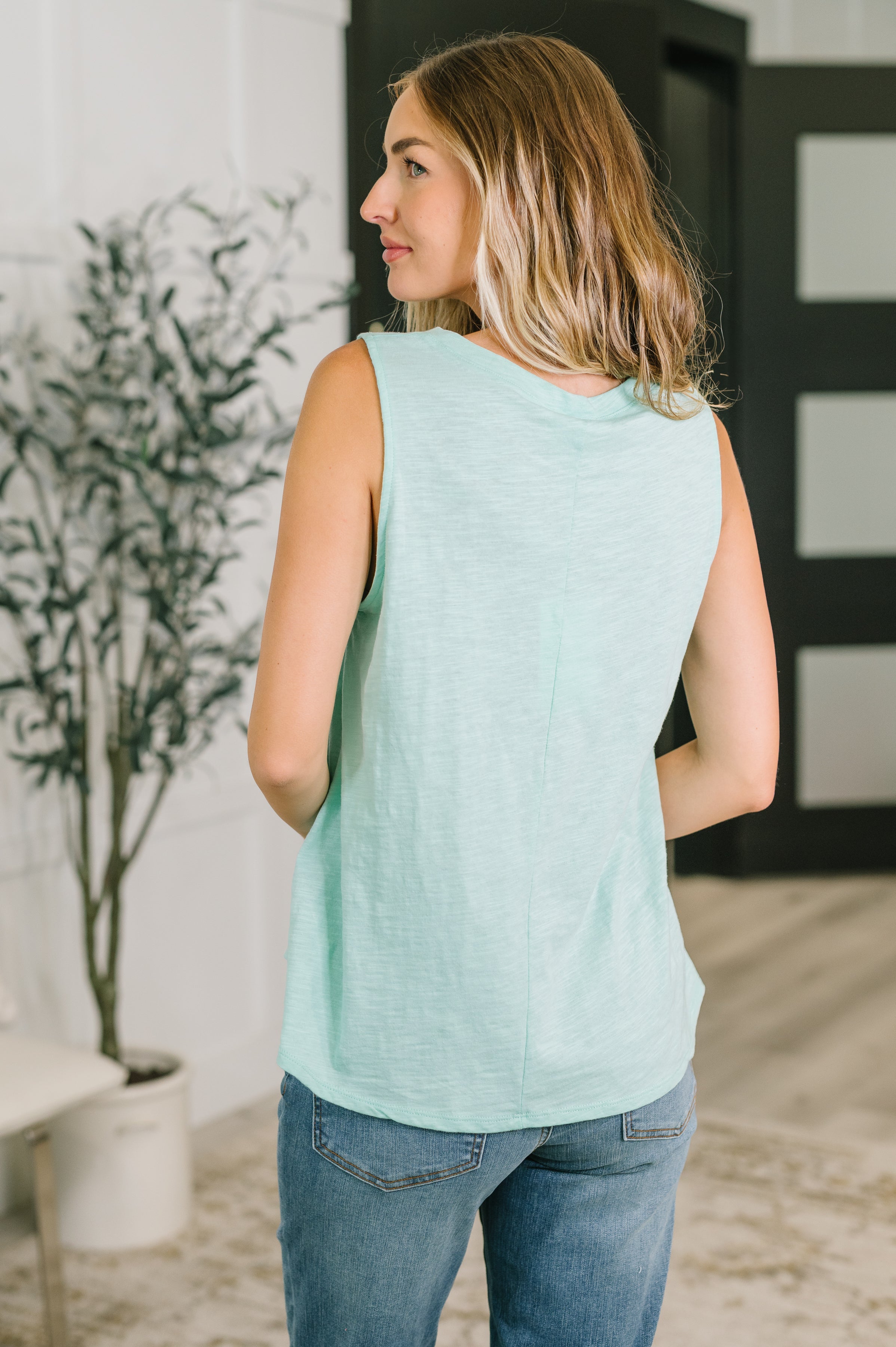 Getting Good V-Neck Tank in Mint - Charming Charlie