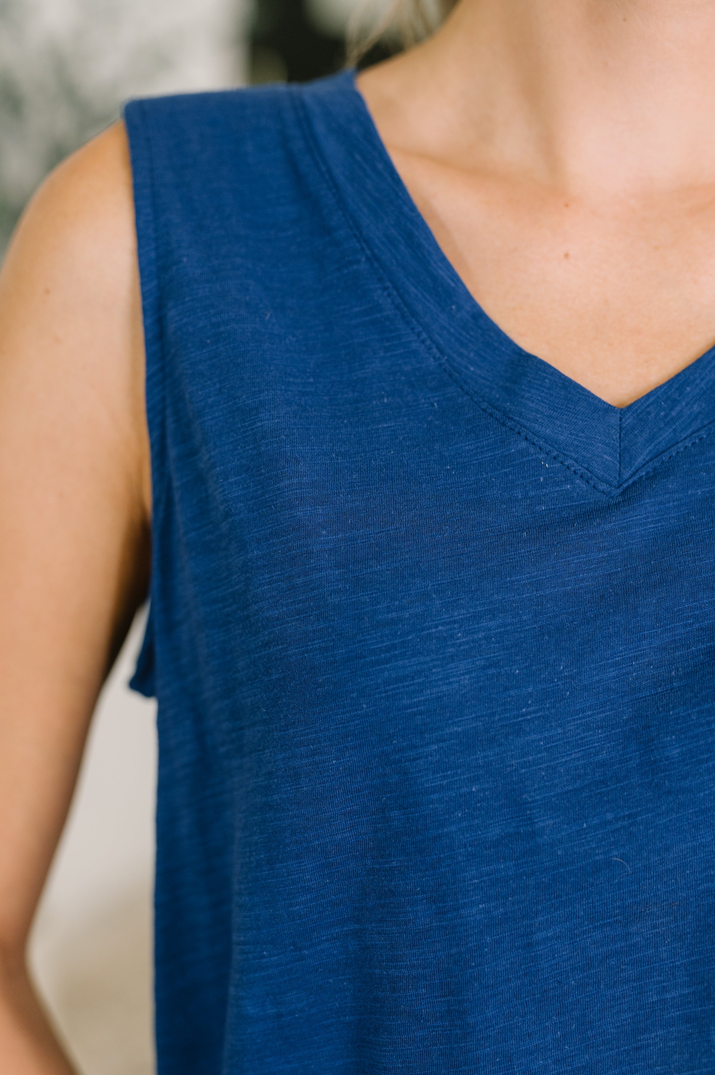 Getting Good V-Neck Tank in Navy - Charming Charlie