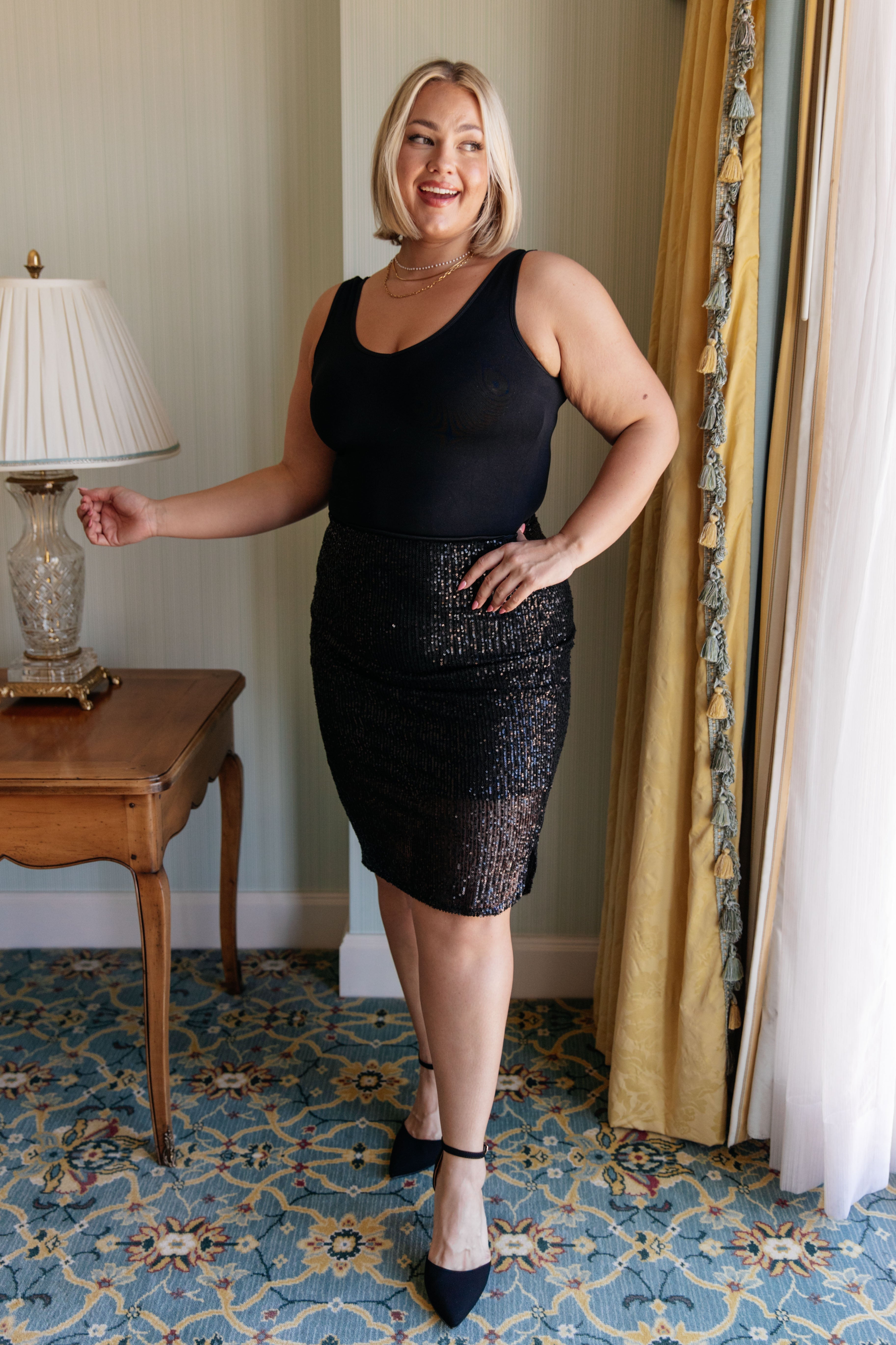 Gilded Age Sequin Skirt in Black - Charming Charlie