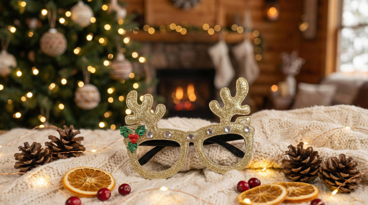 Festive Reindeer-Themed Glitter Glasses - Charming Charlie