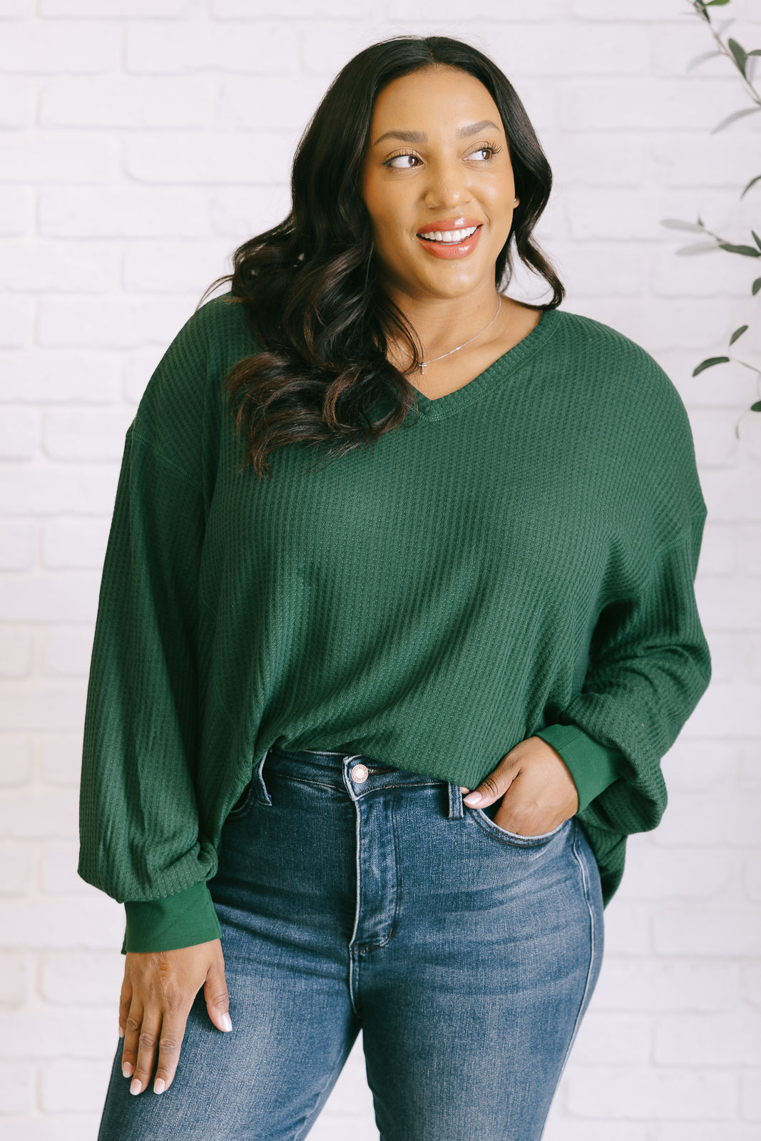 Good Things Are Coming V-Neck Top in Green - Charming Charlie