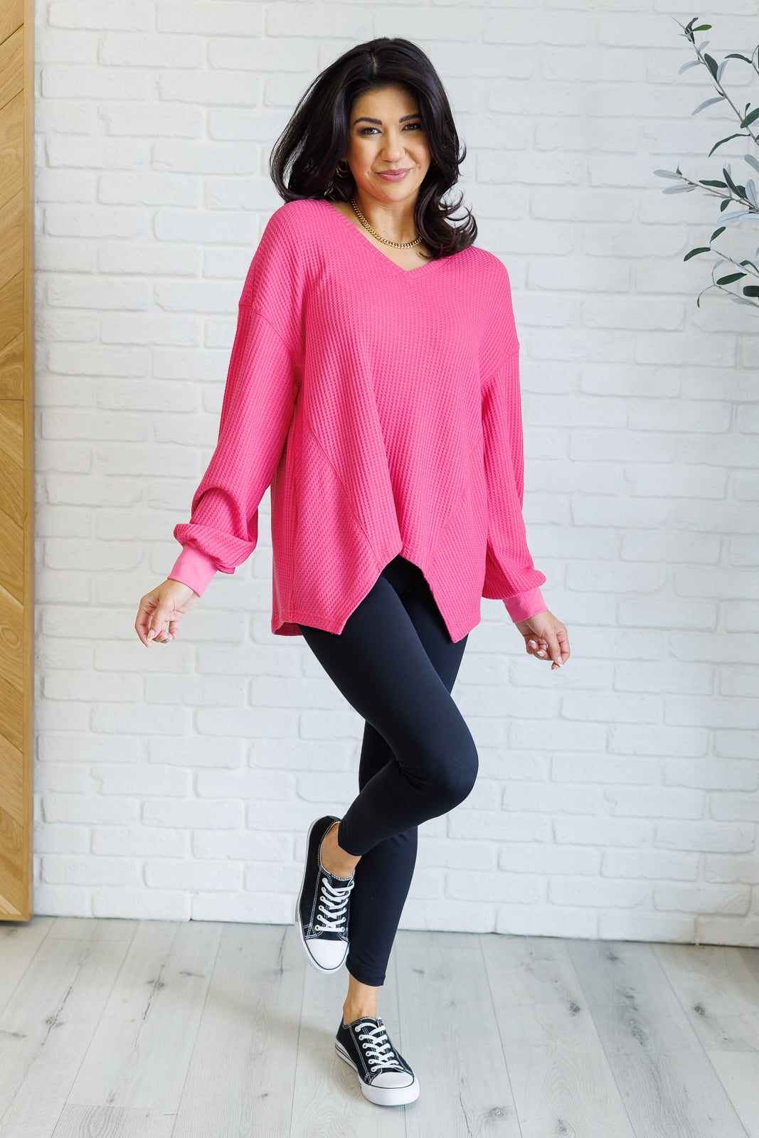 Good Things Are Coming V-Neck Top in Pink - Charming Charlie