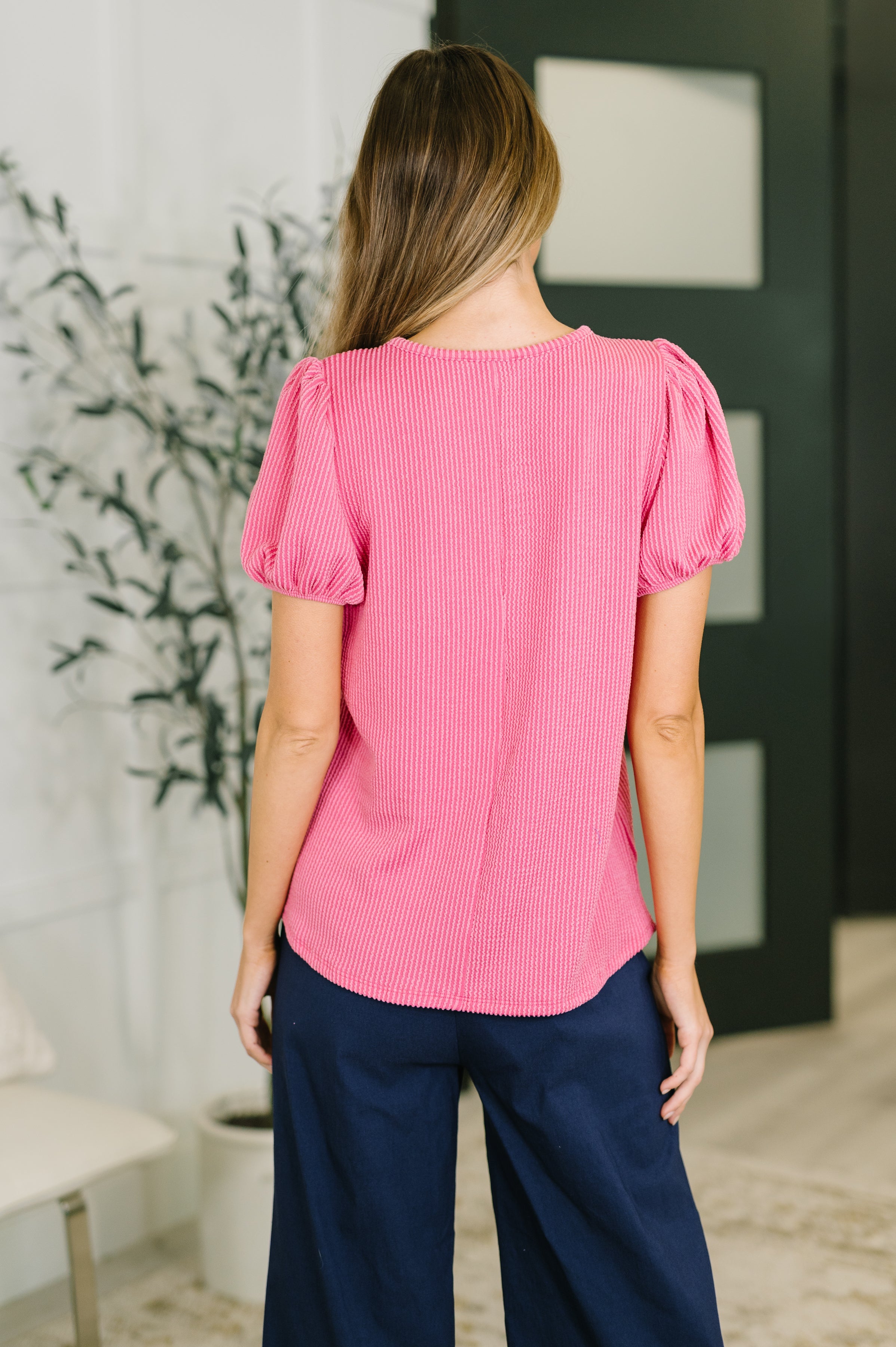 Grace & Virtue Balloon Sleeve Blouse in Fuchsia - Charming Charlie
